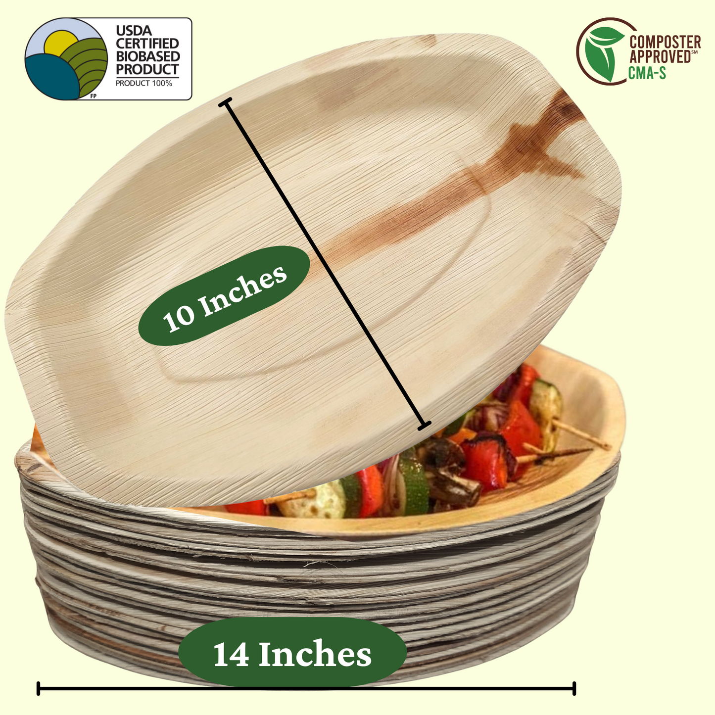 Dtocs Palm Leaf Oval Tray - 10x14 Inch Platter (10)