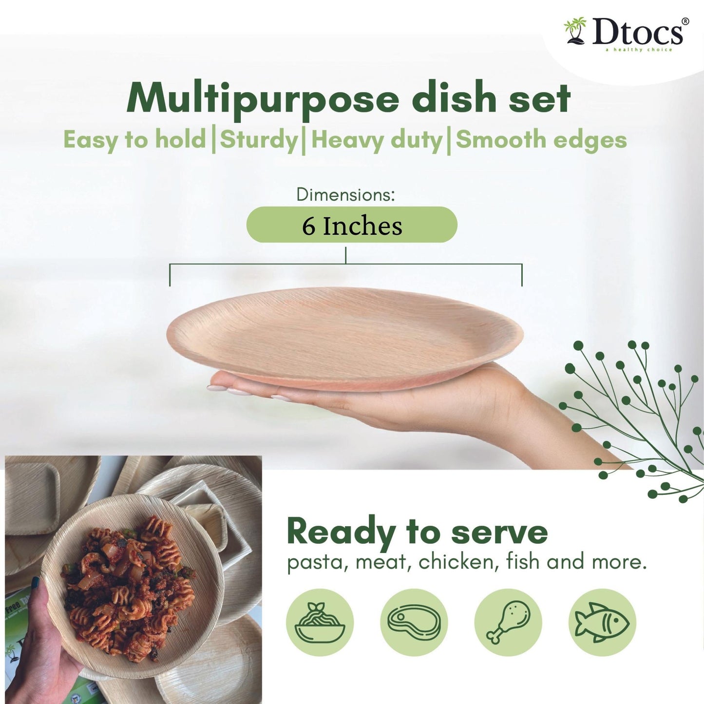 Dtocs Palm Leaf Compostable RoundPlate