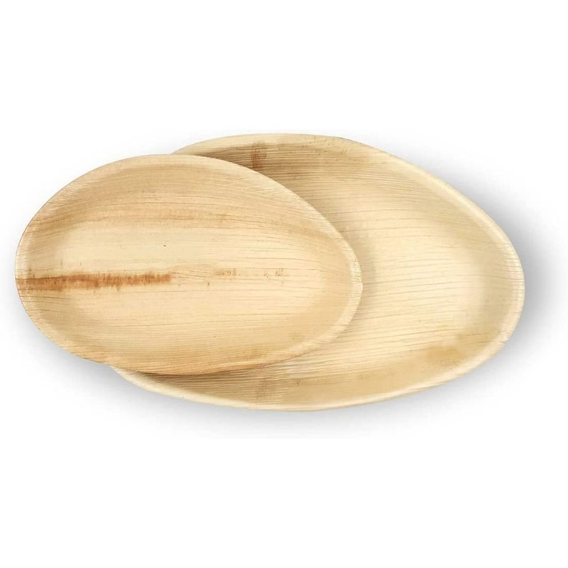 Dtocs Palm Leaf Oval Plate Party Pack | 10"x6" Designer Plate & 5"x7" Plate Set