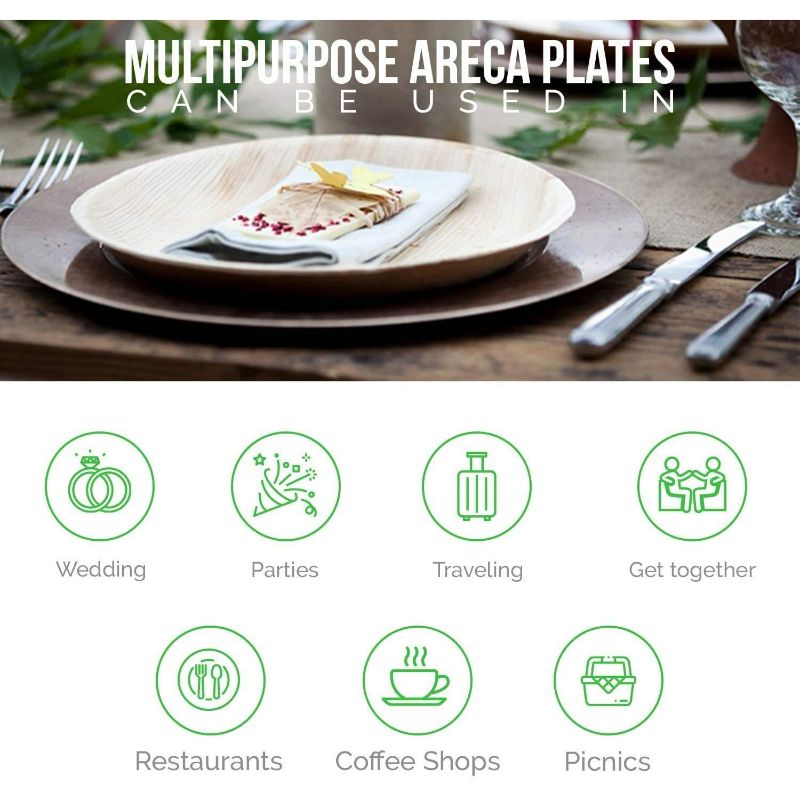 50 Sturdy 6" Round Palm Leaf Disposable Cake Plates