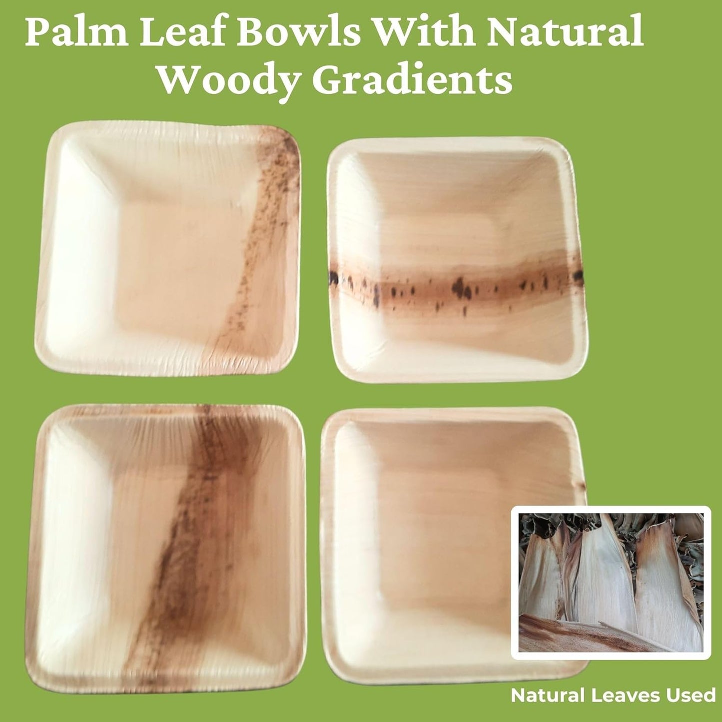 Palm Leaf Bowl 4" Square (50) Dip Bowls