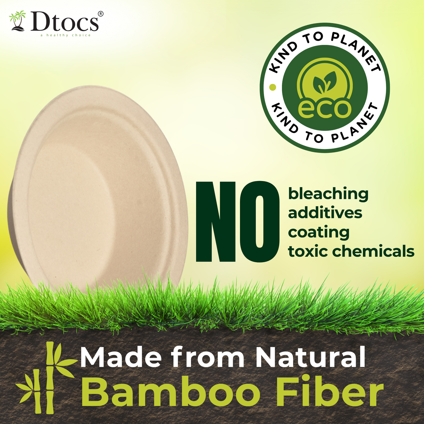 Dtocs Bamboo Fiber Disposable Bowls – 12 Oz, 200 Pk | Eco Friendly Biodegradable Small Bowl