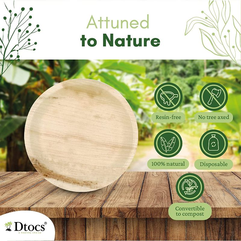 Dtocs Palm Leaf Plates 7" Round