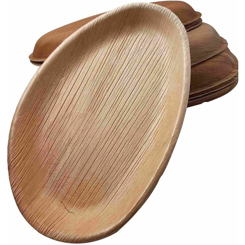 Dtocs Palm Leaf Oval Plates 10 X 6 Inch (50)