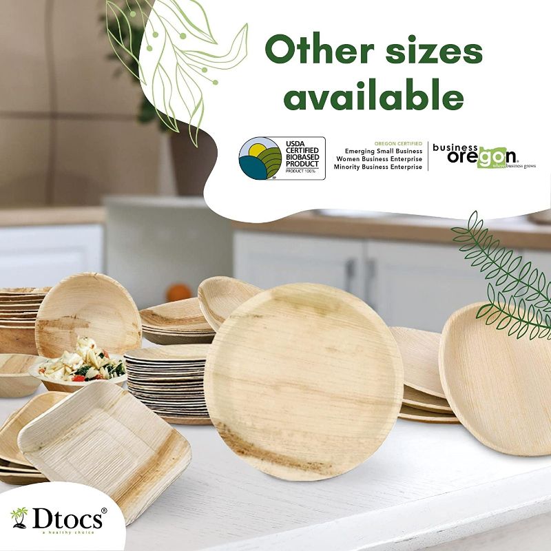 50 Party Plates | 10" Dinner (25), 7" Dessert (25) Square Palm Leaf Plates