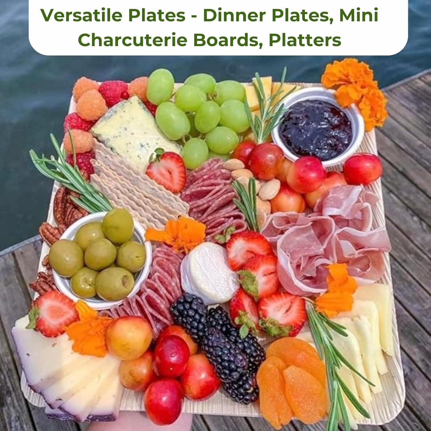 50 Sturdy 10" Square Palm Leaf Disposable Party Plates