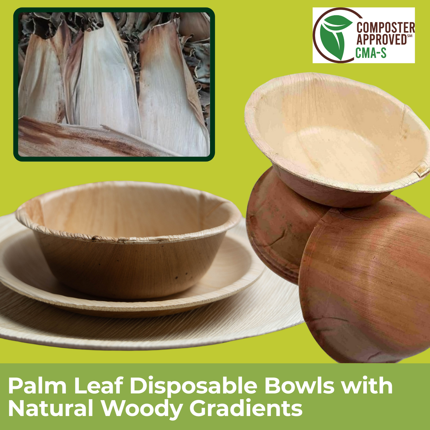 5.5" Round Disposable Bowls (50) | Palm Leaf Bowls
