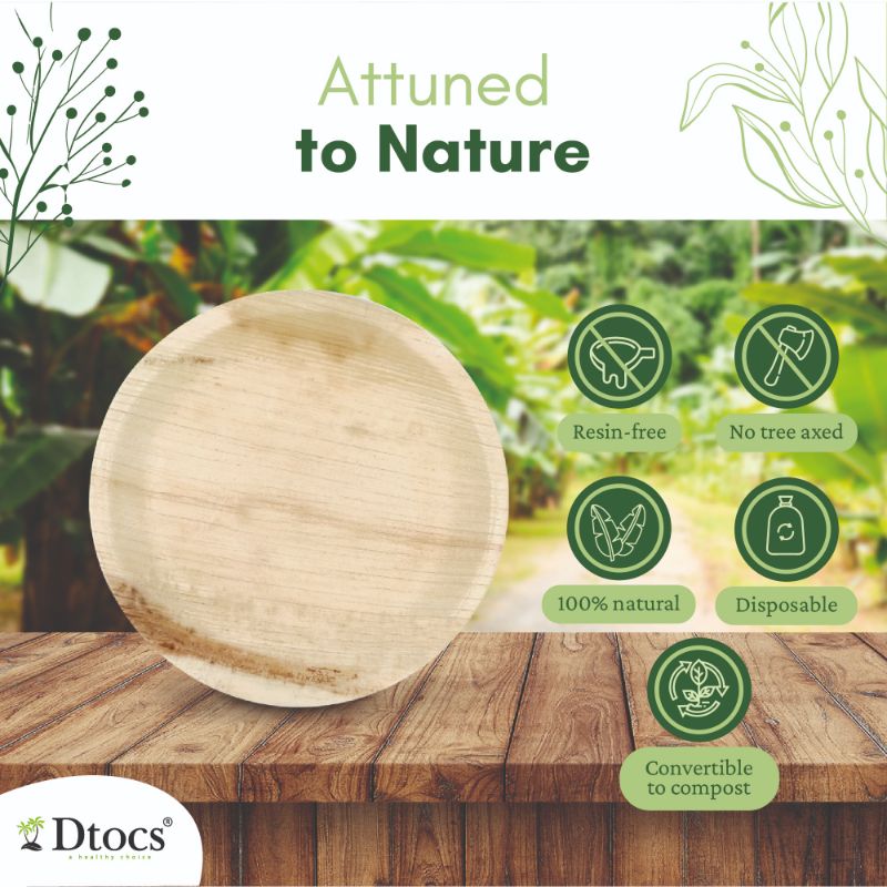 Dtocs Palm Leaf Round Disposable Plates