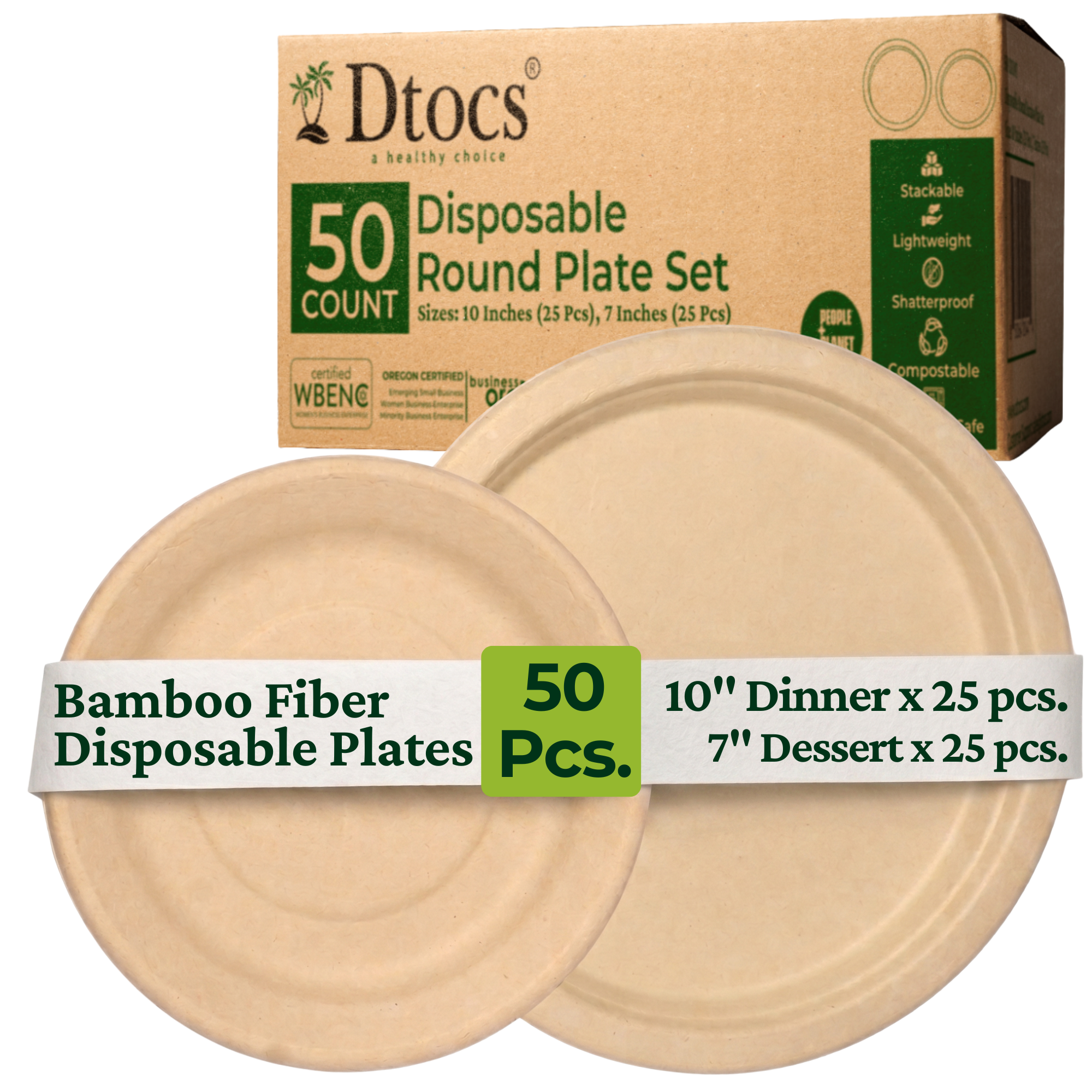 Dtocs Bamboo Fiber Plates 10&7 Inch Round (25 Pcs each) – DTOCS