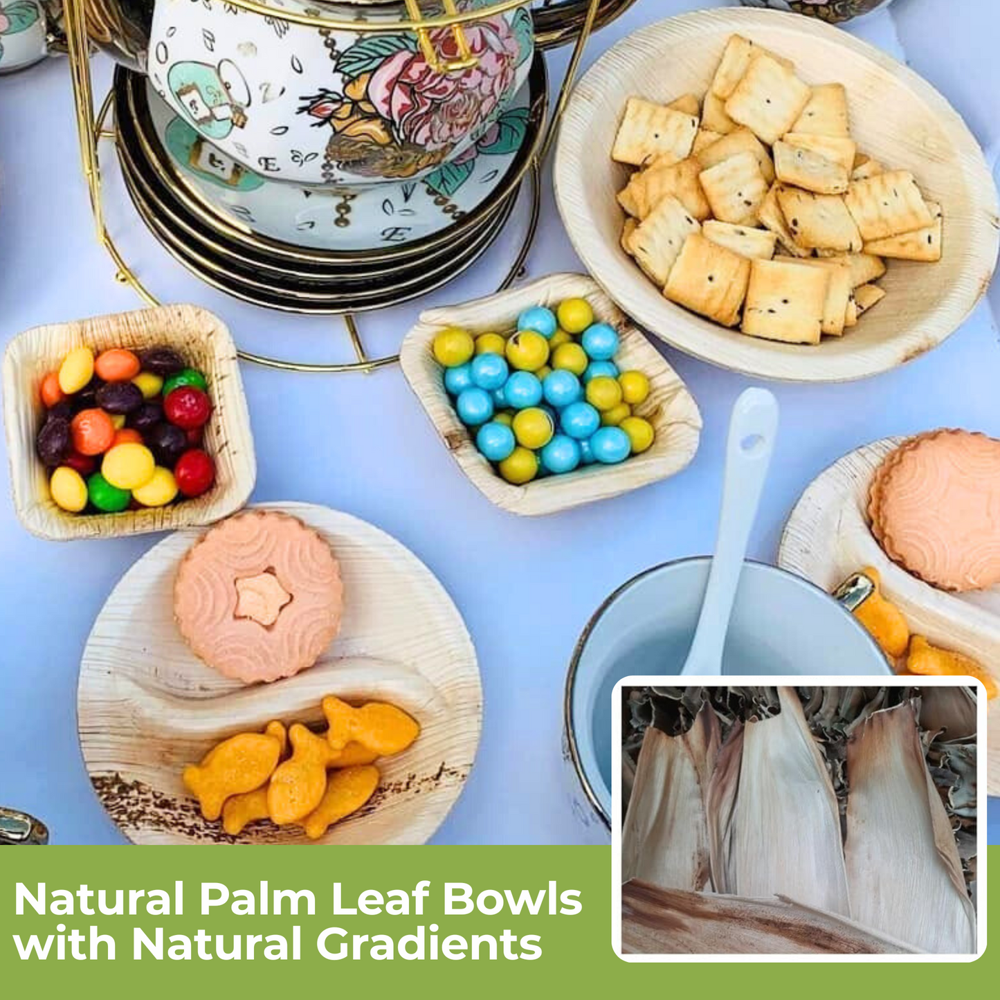Palm Leaf Bowl 2.5" Square (100) 2 Oz Dip Bowls