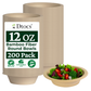 Dtocs Bamboo Fiber Disposable Bowls – 12 Oz, 200 Pk | Eco Friendly Biodegradable Small Bowl