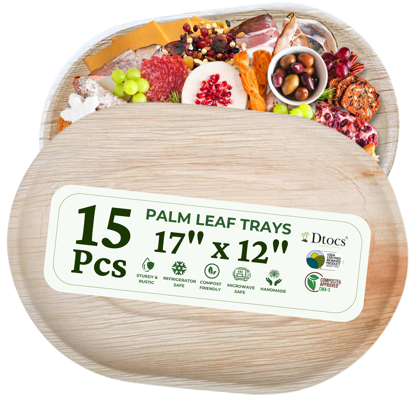 15 Palm Leaf Trays 17"x12" Oval Platter