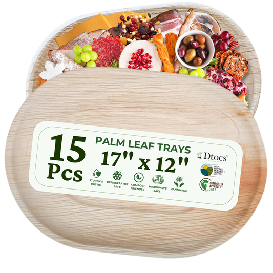 15 Palm Leaf Trays 17"x12" Oval Platter