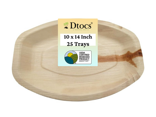 Dtocs Palm Leaf Oval Plate - 10x14 Inch Platter (25)