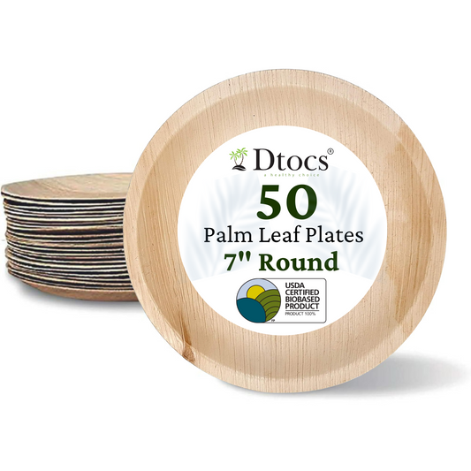 Dtocs palm leaf plate 7 Inch Round plate