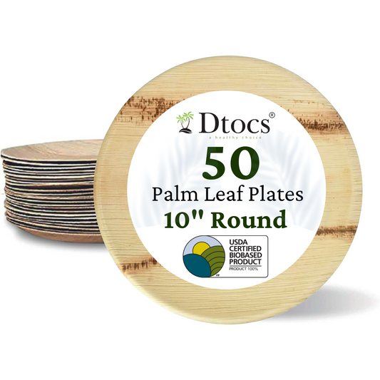 Dtocs palm leaf plate 10 inch round