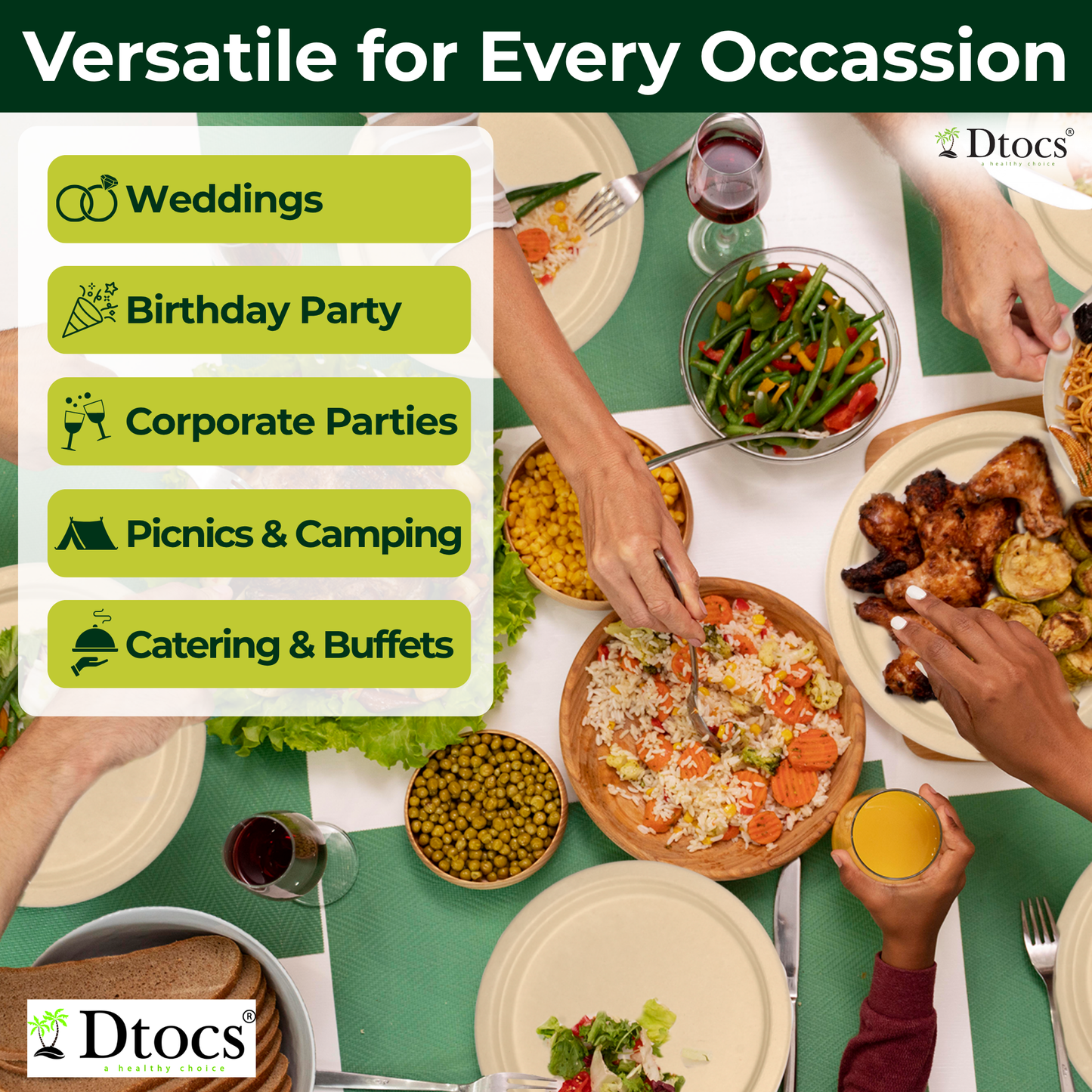 Dtocs Bamboo Fiber Plates 10&7 Inch Round (25 Pcs each)