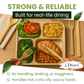 Dtocs Bamboo Fiber 9 Inch 4 Compartment Plates (40 Pcs.) | Heavy Duty Sectional Lunch Tray