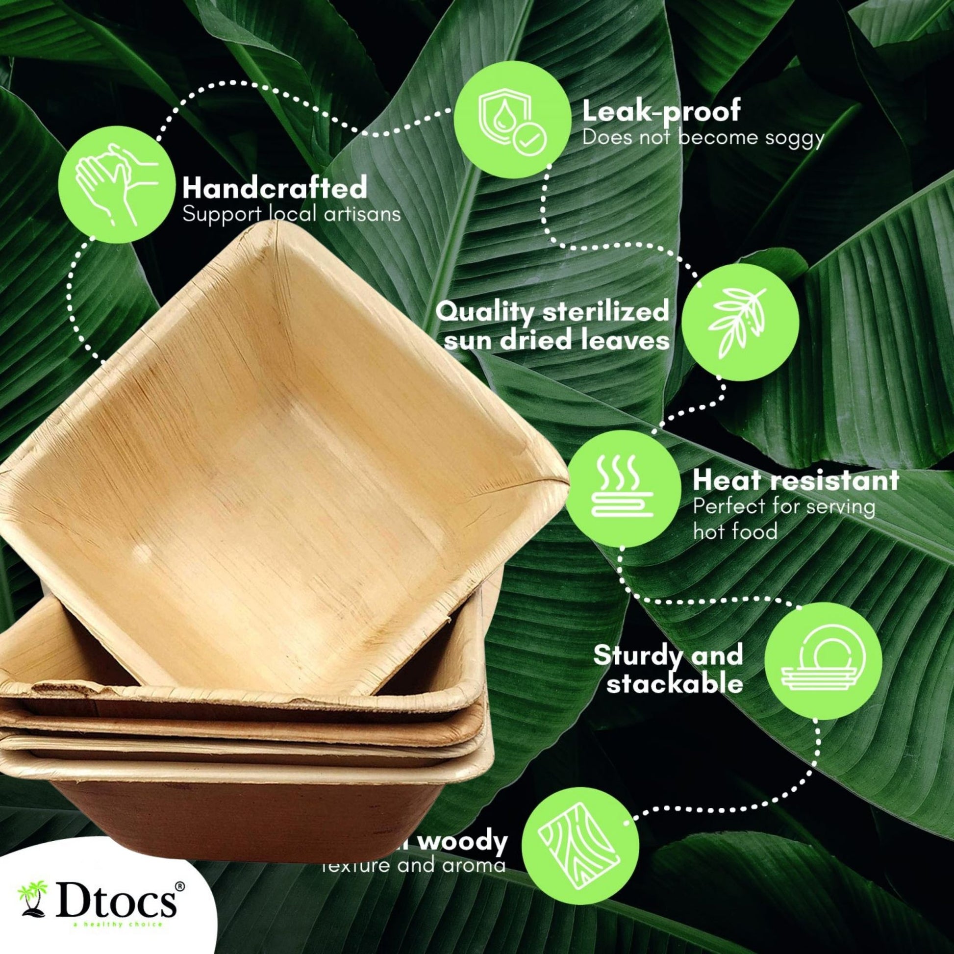 Dtocs Palm Leaf Hand Crafted Bowl
