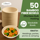 Dtocs Bamboo Fiber Disposable Bowls – 20 Oz, 50 Pk | Bamboo Round Bowl | Microwavable Bagasse Bowl like Soup, Cake, Salsa, Salad bowls
