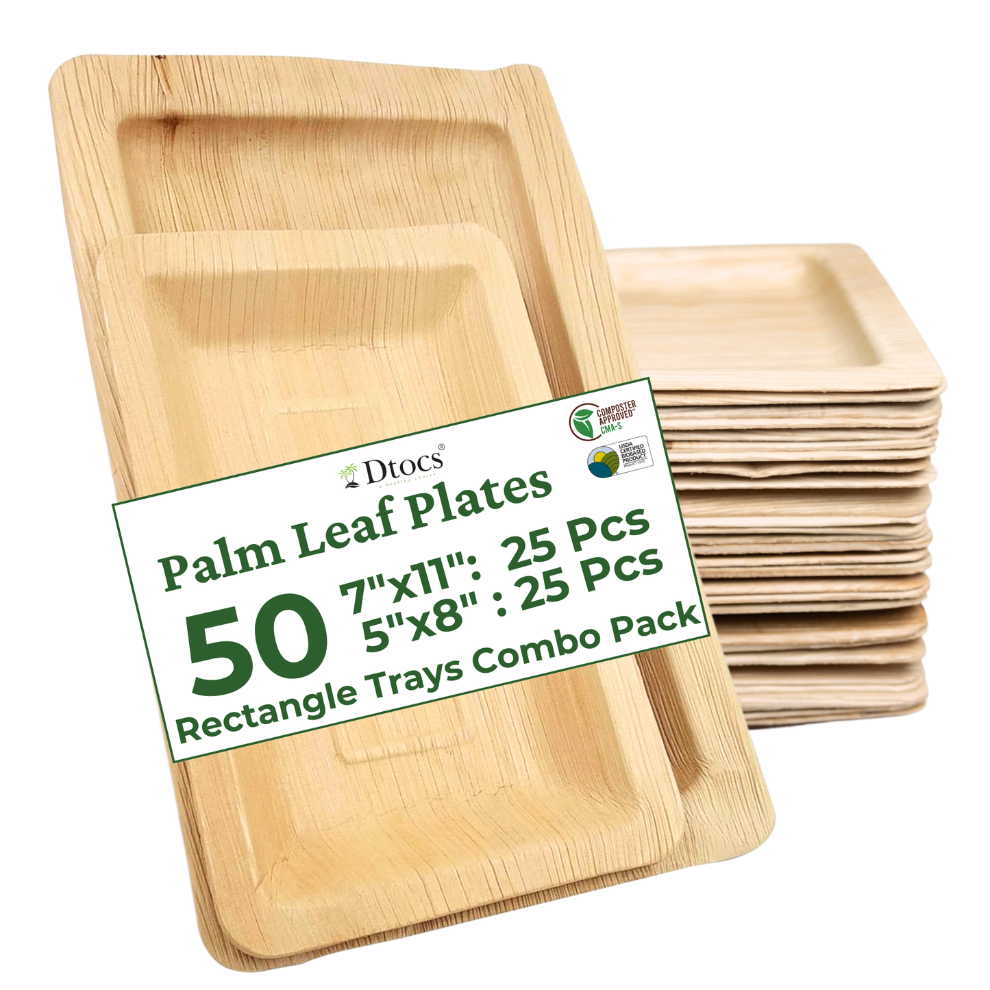 50 Rectangle Tray Set - Big 11" (25), Small 7" (25)