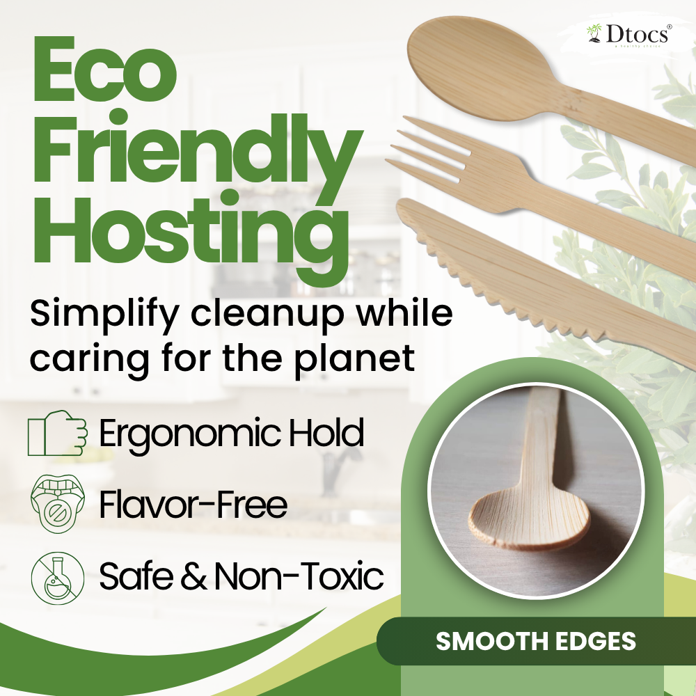 Dtocs Disposable Wooden Cutlery Set 300 Pc – Knives, Spoons, Forks 100 Each
