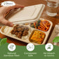 Dtocs Bamboo Fiber 5-Compartment Plates With Lids (20 Sets) | 11 Inch Compostable Sectional Lunch Trays