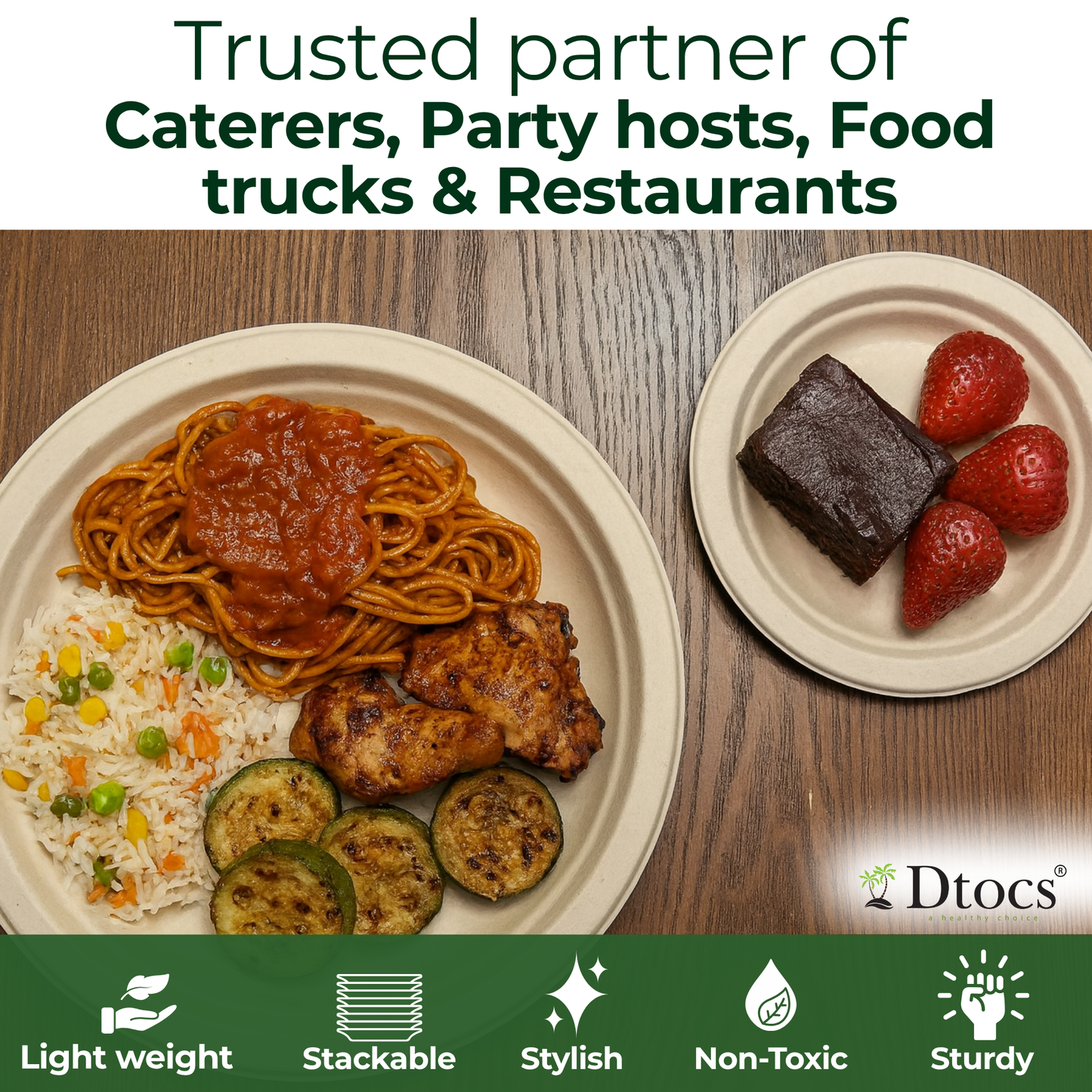 Dtocs Bamboo Fiber Plates 10&7 Inch Round (25 Pcs each)