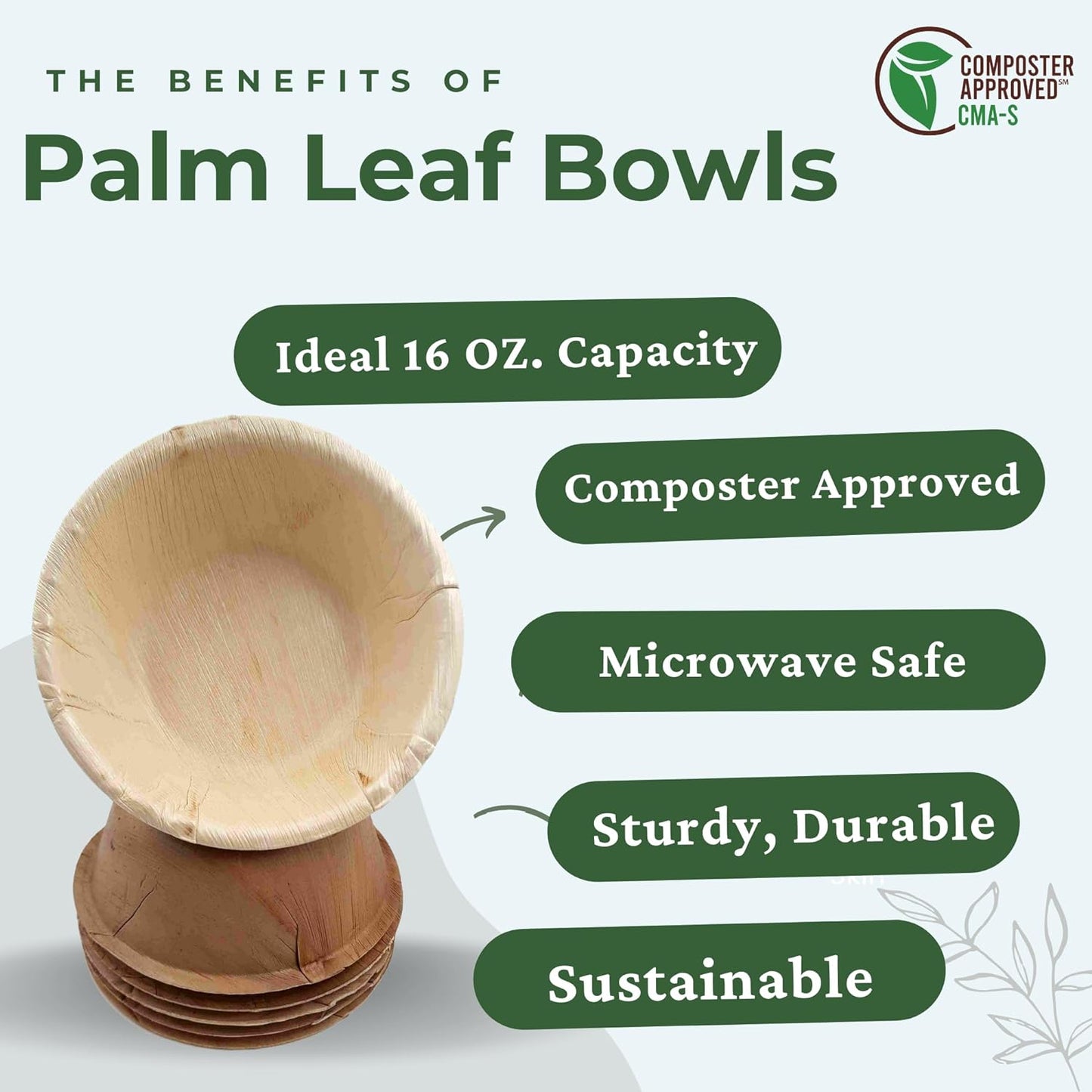 5.5" Round Disposable Bowls (50) | Palm Leaf Bowls