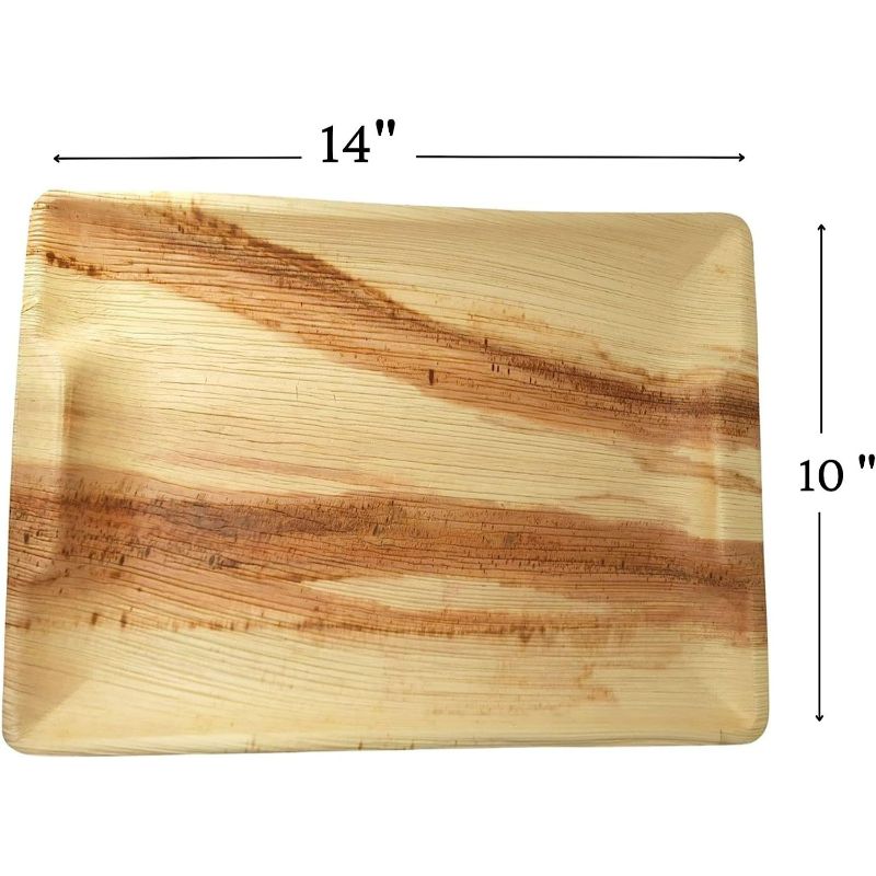 Dtocs Palm leaf Rectangle tray for Parties.