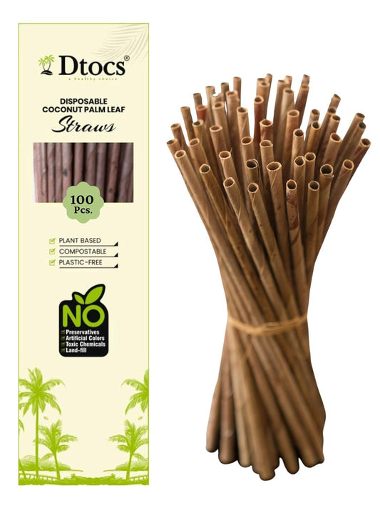 Dtocs Palm Leaf Sturdy Straws,Stronger than paper Straw