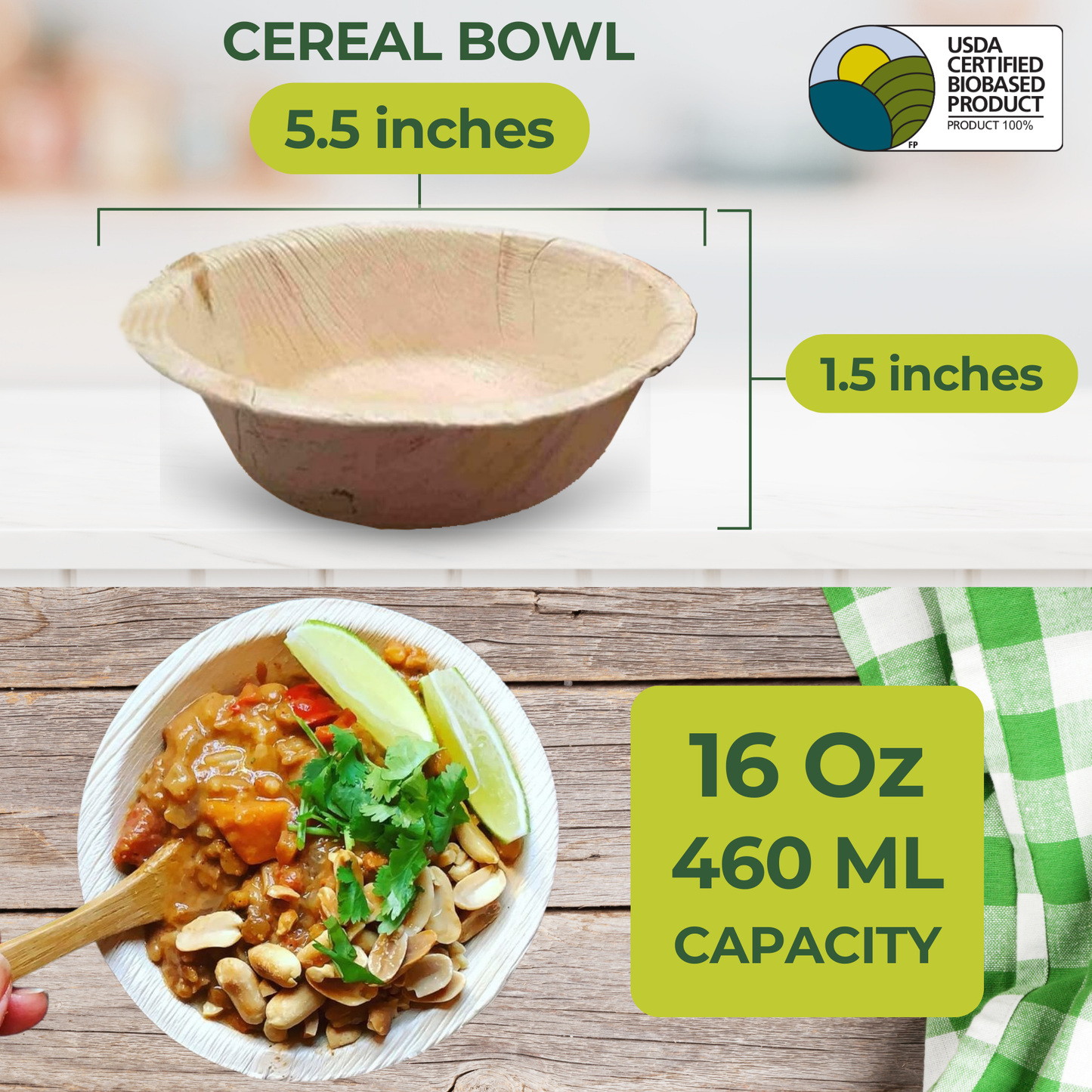 5.5" Round Disposable Bowls (50) | Palm Leaf Bowls