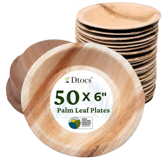 50 Sturdy 6" Round Palm Leaf Disposable Cake Plates
