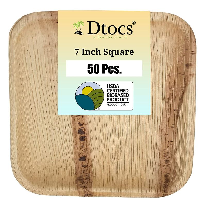 Dtocs palm leaf plate 7 inch square