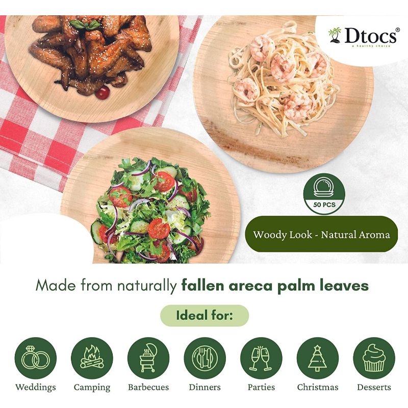 Round Palm Leaf Eco Friendly Compostable Salad Plates (7)