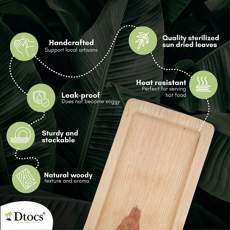 Dtocs Palm Leaf Disposable Round Tray