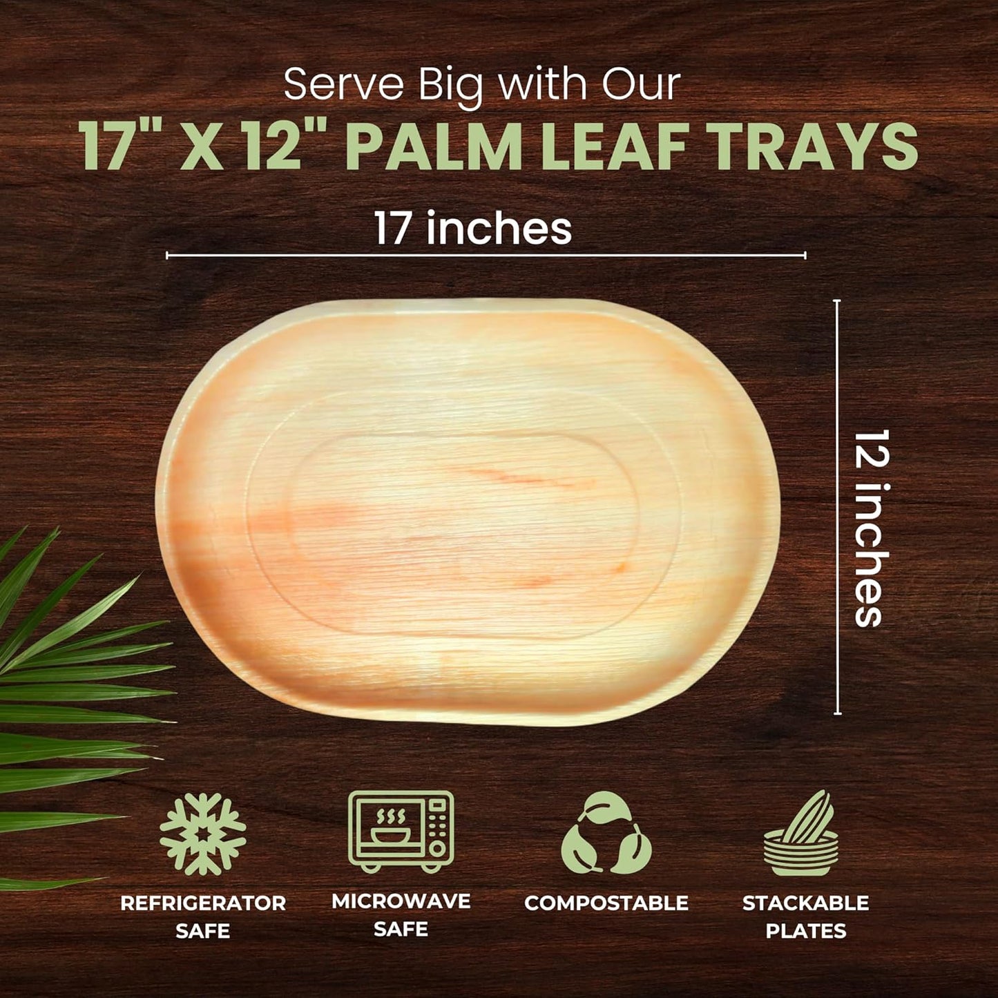 15 Palm Leaf Trays 17"x12" Oval Platter