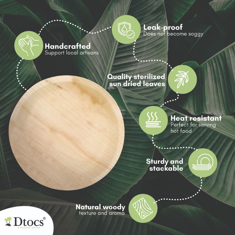 Dtocs Palm Leaf Compostable Round Plates