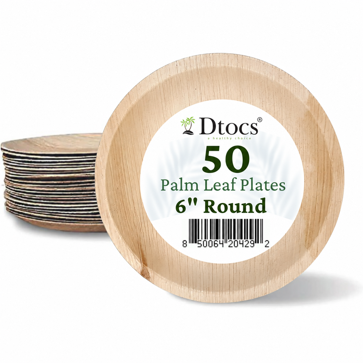 50 Sturdy 6" Round Palm Leaf Disposable Party Plates
