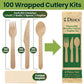 Dtocs Disposable Wrapped Cutlery Kits (100 Sets) - Knife, Fork, Spoon & Napkin