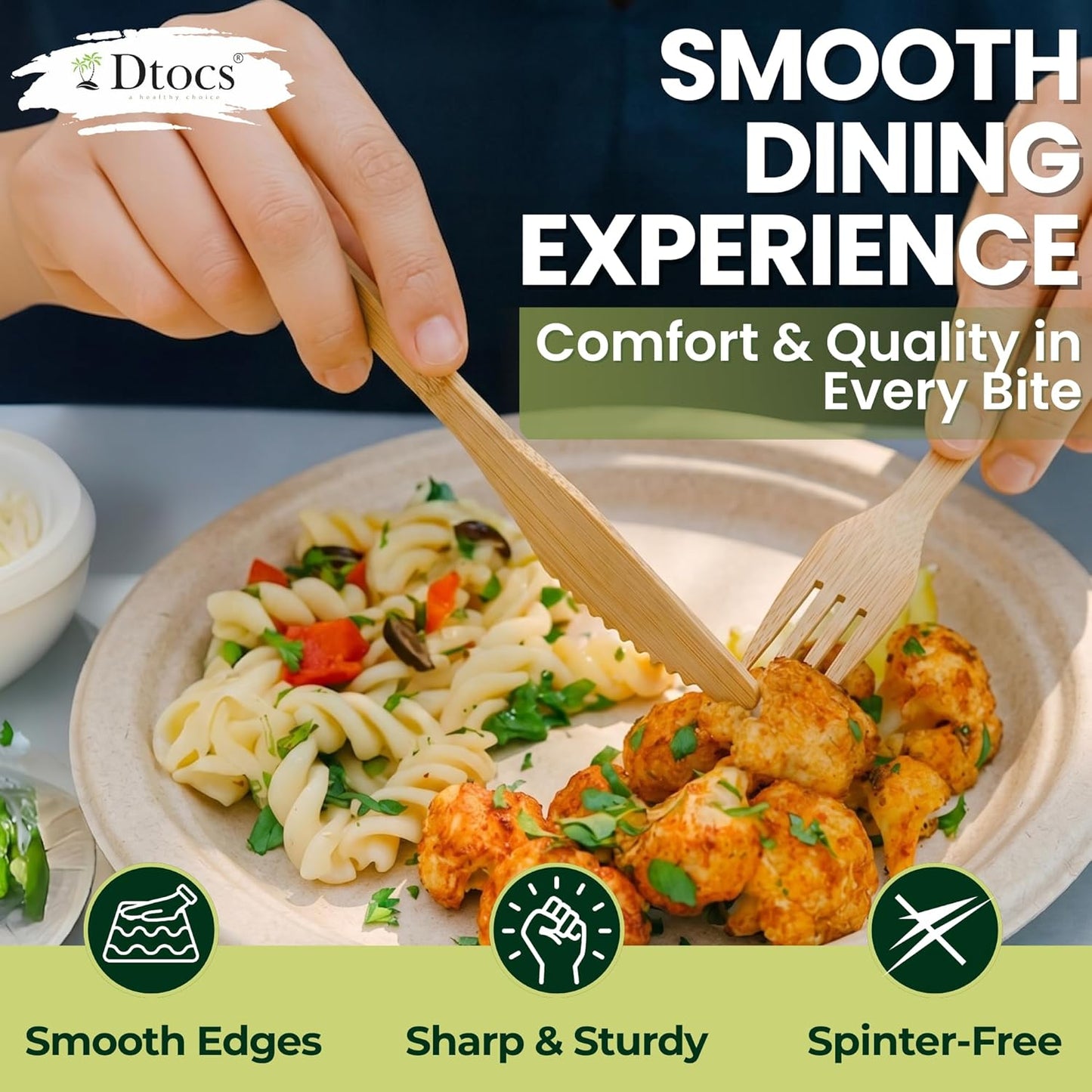 Dtocs Disposable Wrapped Cutlery Kits (100 Sets) - Knife, Fork, Spoon & Napkin