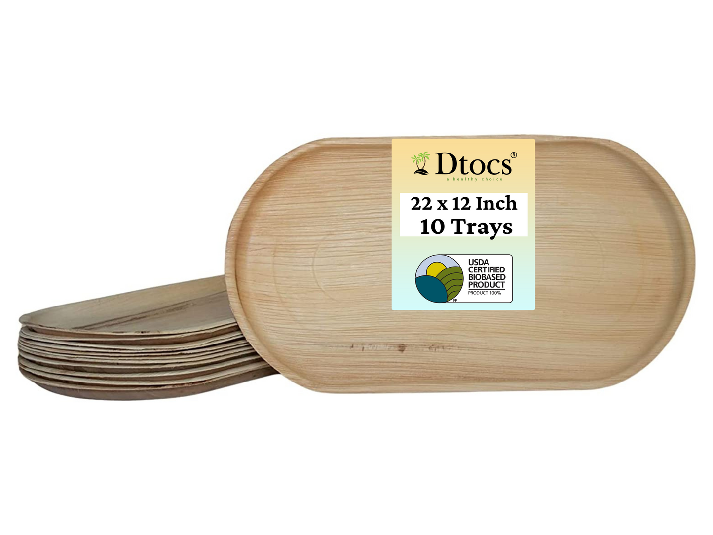 Dtocs Charcuterie Board 22"x12" Palm Leaf Tray