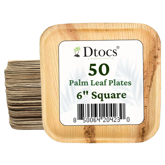 50 Sturdy Palm Leaf 6" Square Disposable Party Plates