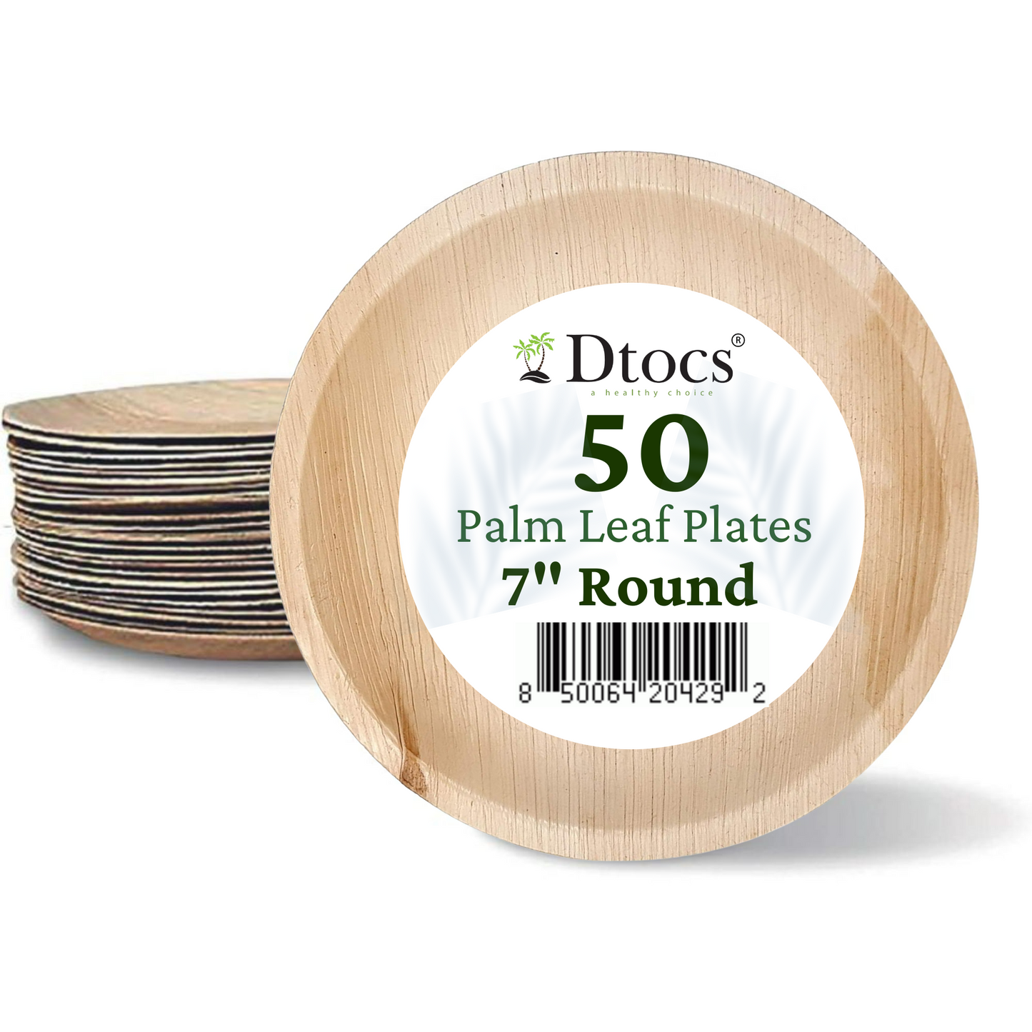 50 Sturdy 7" Round Palm Leaf Disposable Party Plates