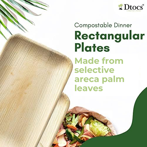 50 Disposable Trays | 6"x9" Palm Leaf Rectangle Plate