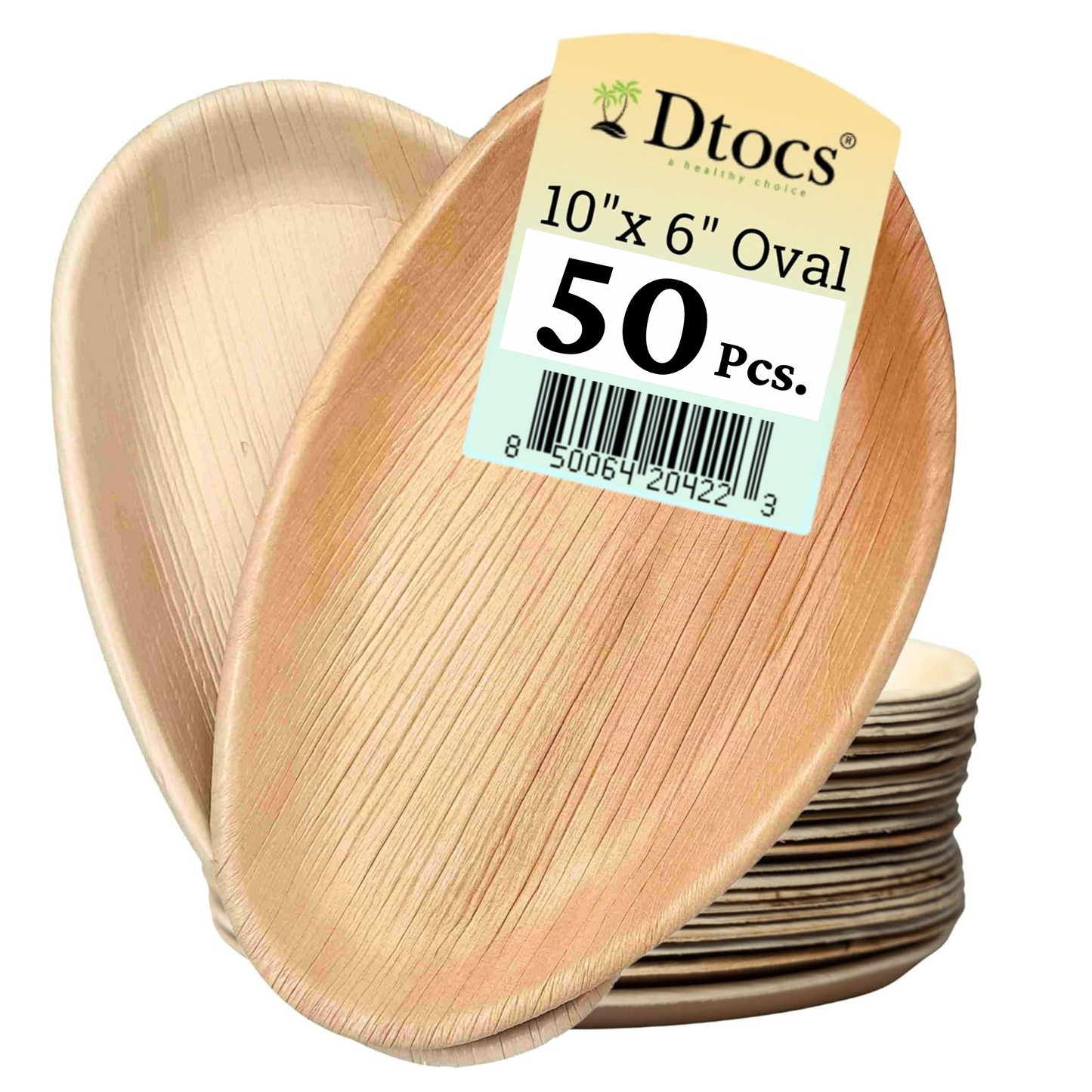 Dtocs Palm Leaf Oval Plates 10 X 6 Inch (50)