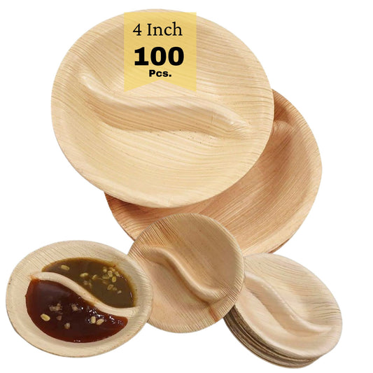 Dtocs Palm Leaf 4 Round compartment party bowl 